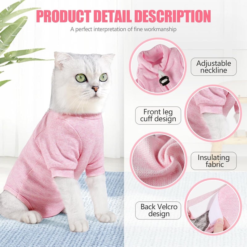 JOHNBOLIN Cat Surgery Recovery Suit - E-Collar Alternative Anti-Licking Spay/Neuter Bodysuit, Soft Pet Surgical Pajamas for Cats, Abdominal Wound Onesie (Pink, Medium) - Image 2